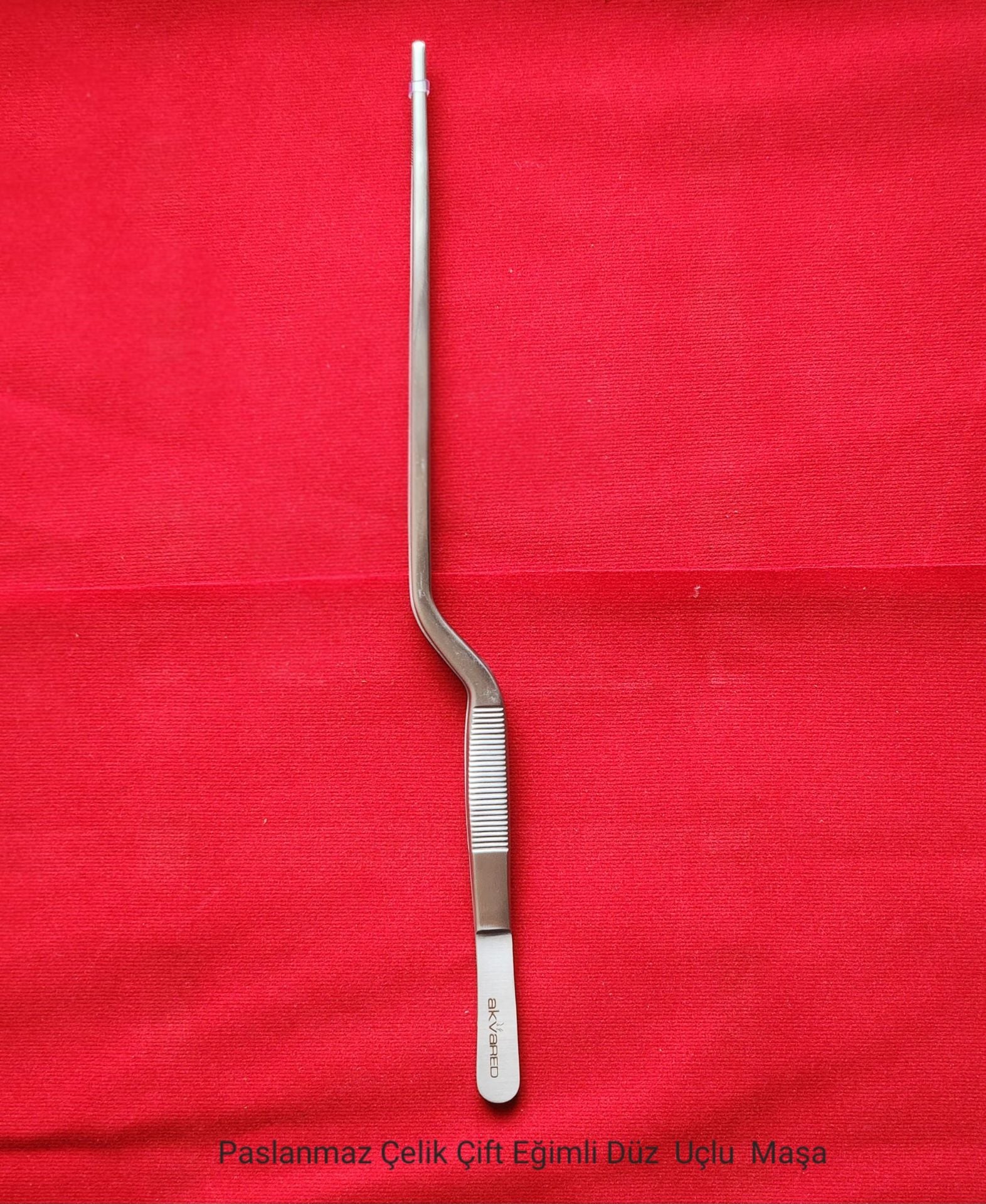 Paslanmaz Çelik Çift Eğimli Düz Uçlu Bitki Maşası (Cımbız) - 25 cm